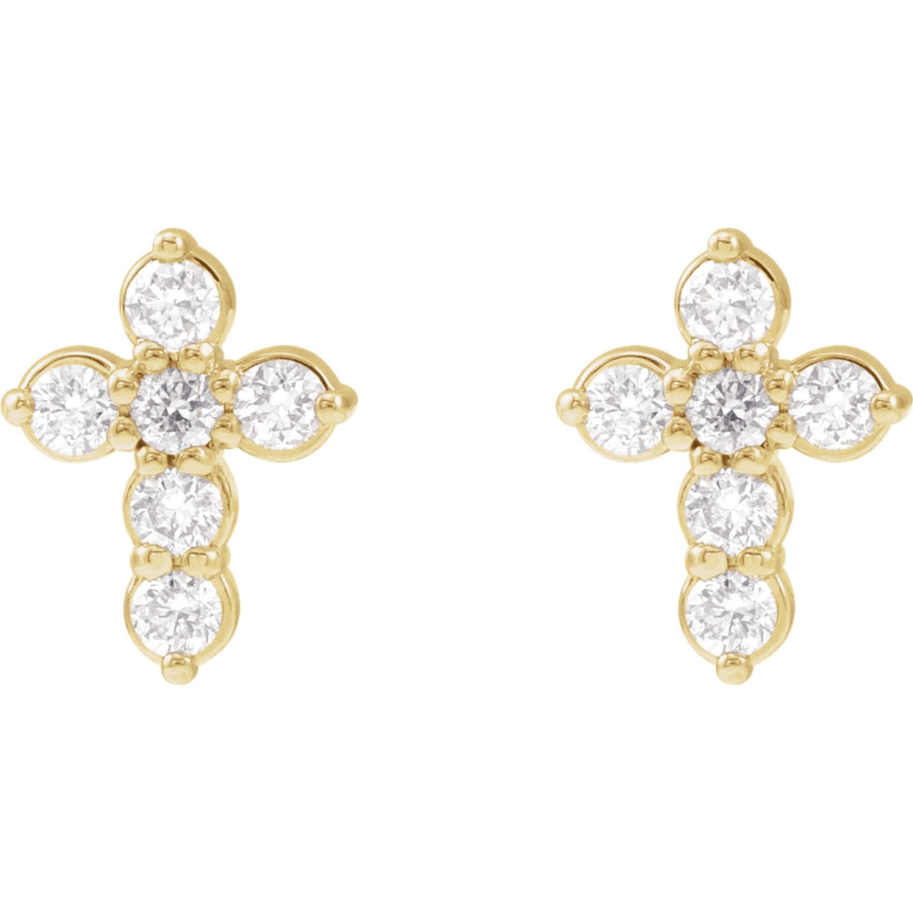 14K Yellow 1/6 CTW Lab-Grown Diamond Cross Earrings