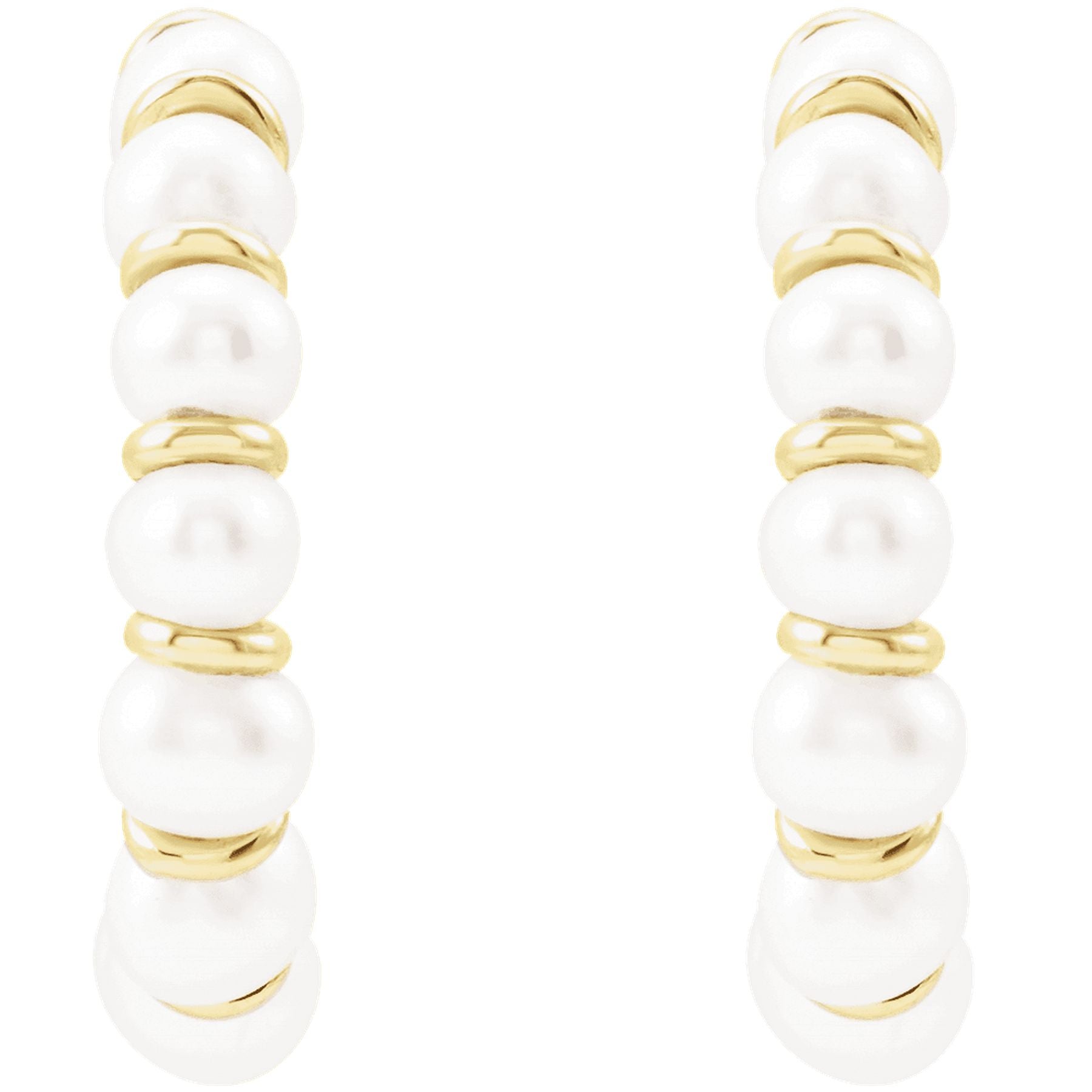 14K Yellow Cultured White Freshwater Pearl 14.9 mm Hoop Earrings