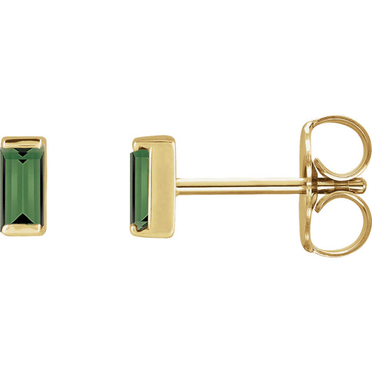 14K Yellow Natural Green Tourmaline Channel-Set Earrings