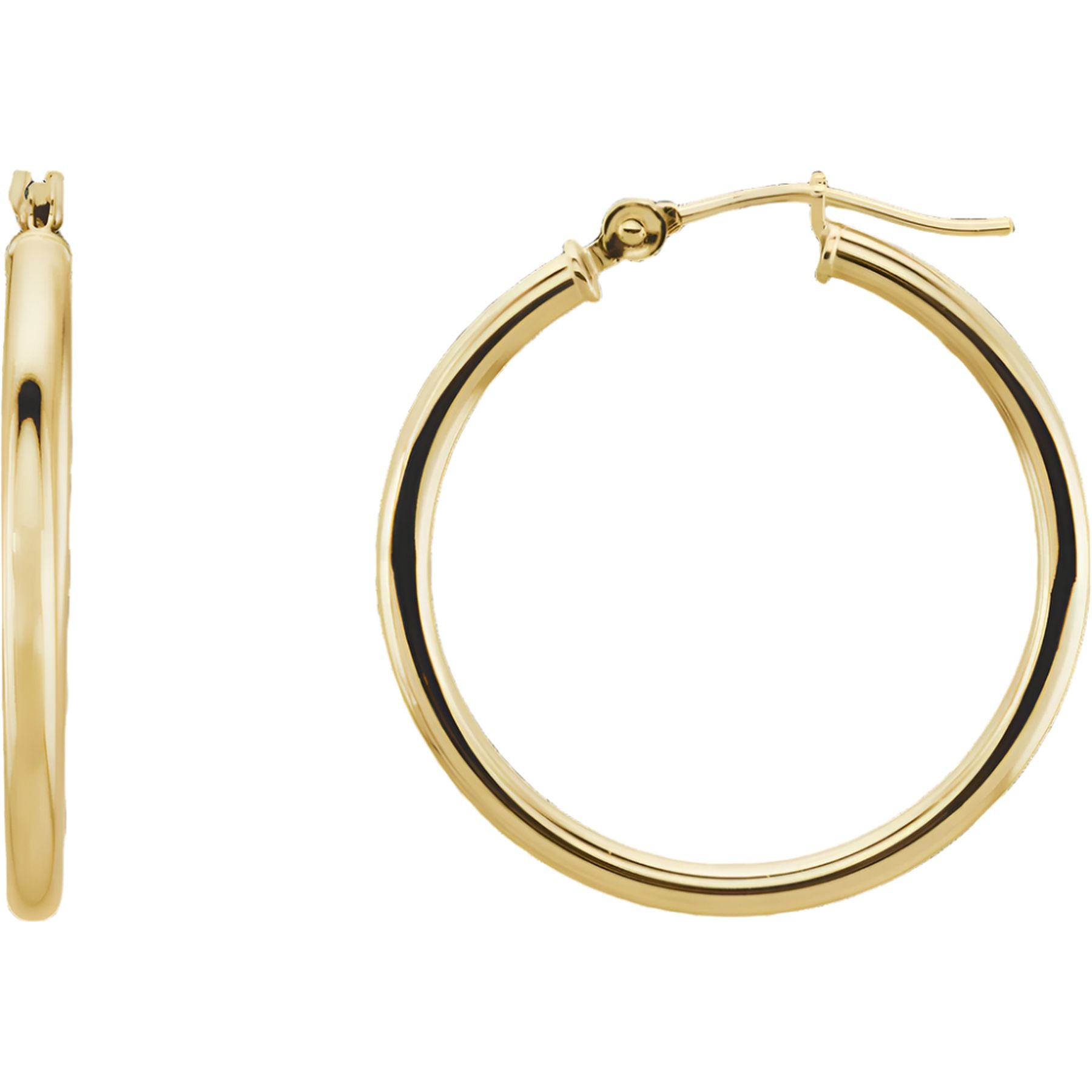 14K Yellow Tube 25 mm Hoop Earrings