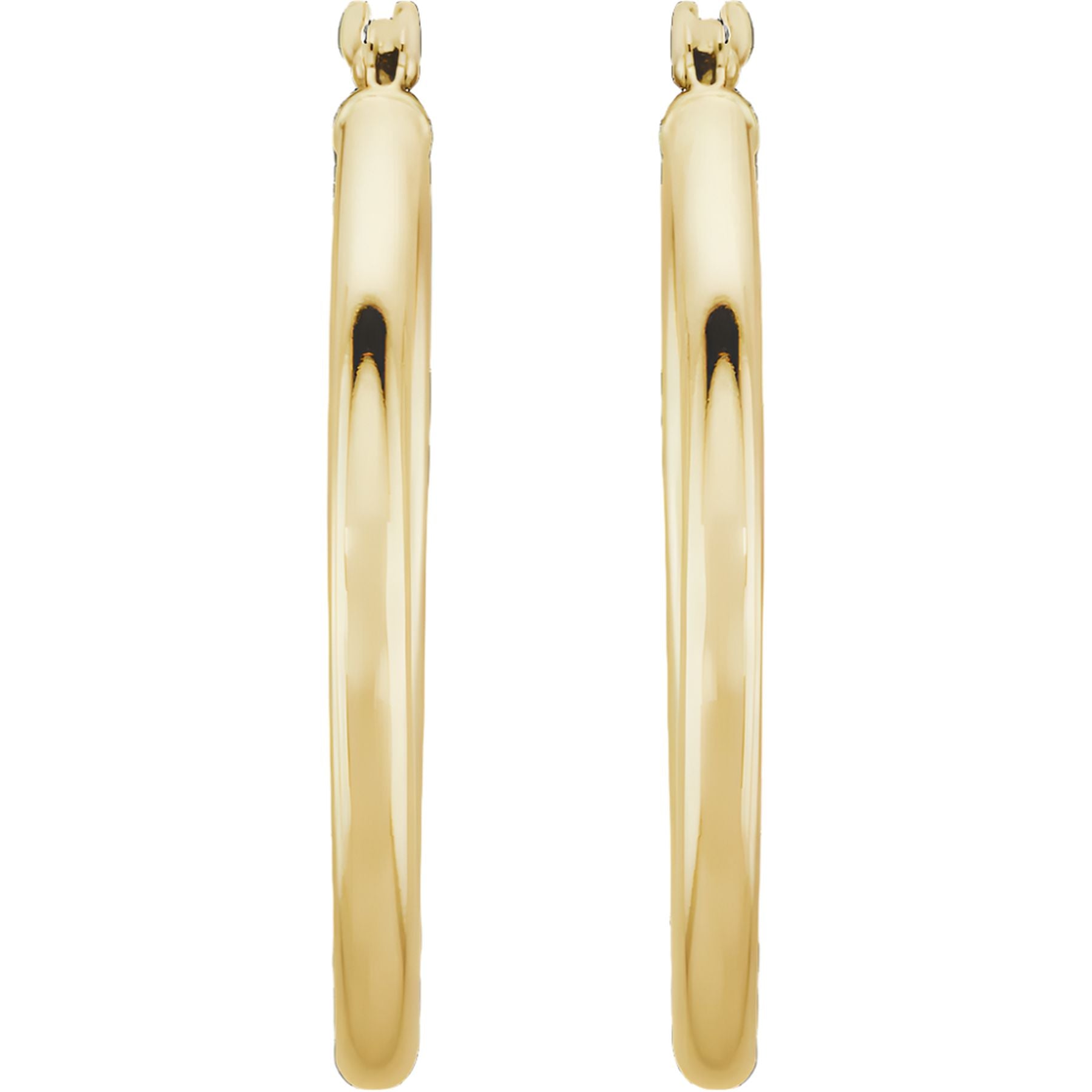 14K Yellow Tube 25 mm Hoop Earrings