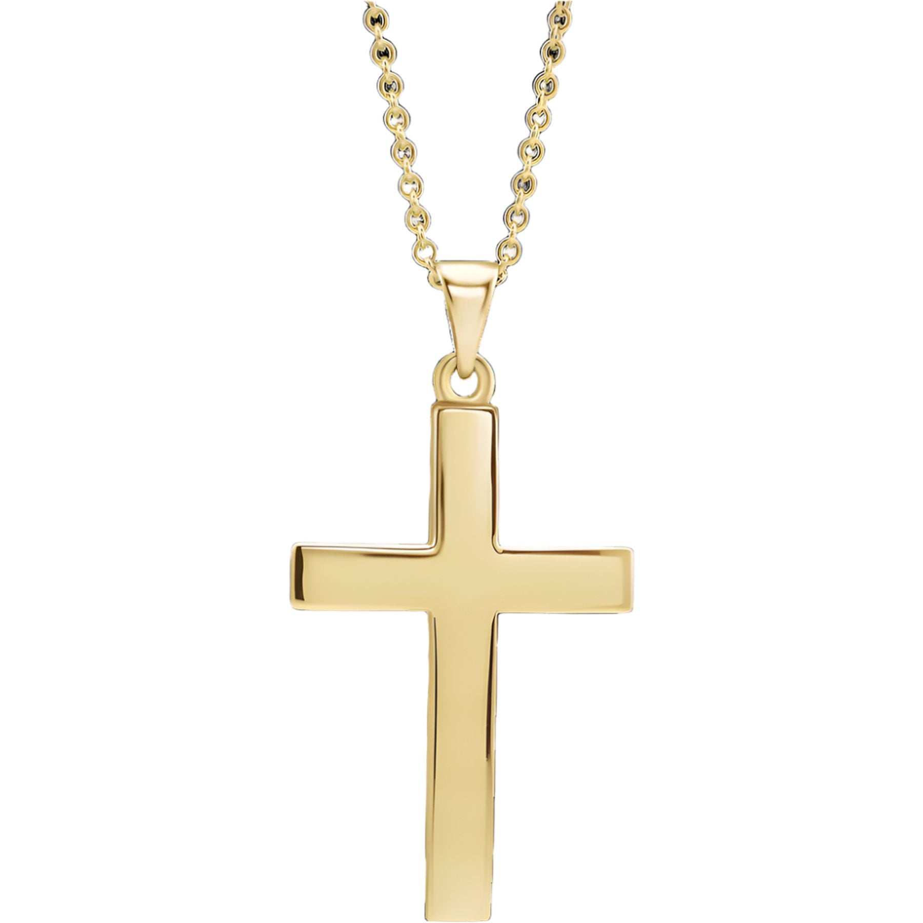 18K Yellow Gold-Plated Sterling Silver Cross 18" Necklace