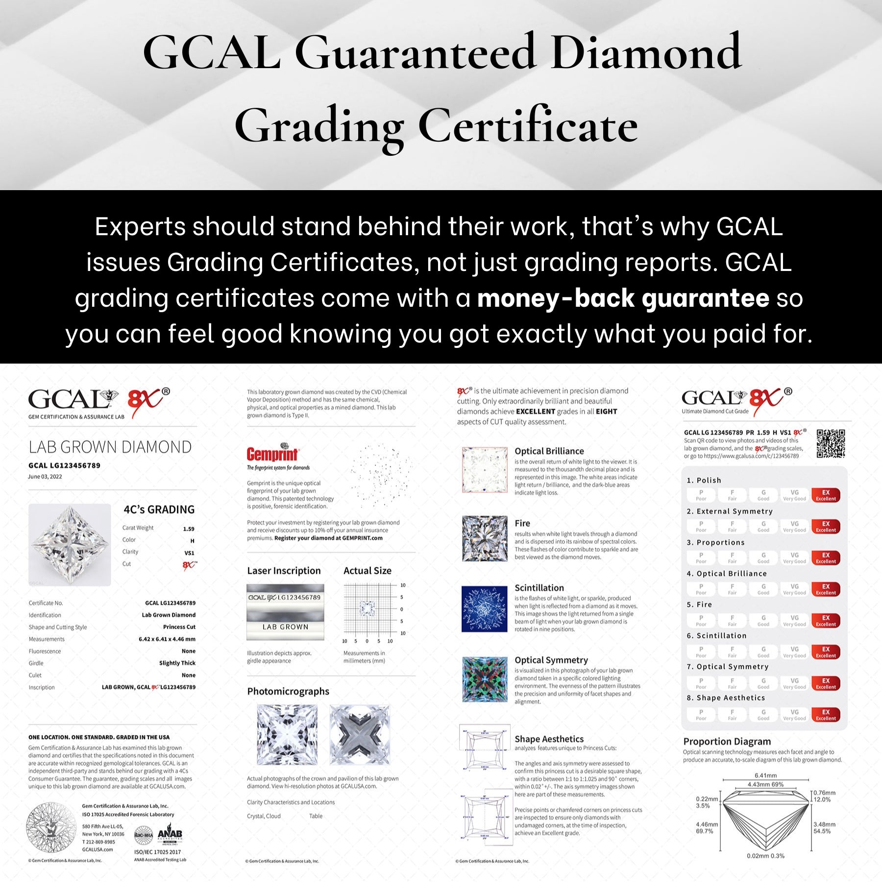 Square Lab-Grown Diamond - GCAL 8X