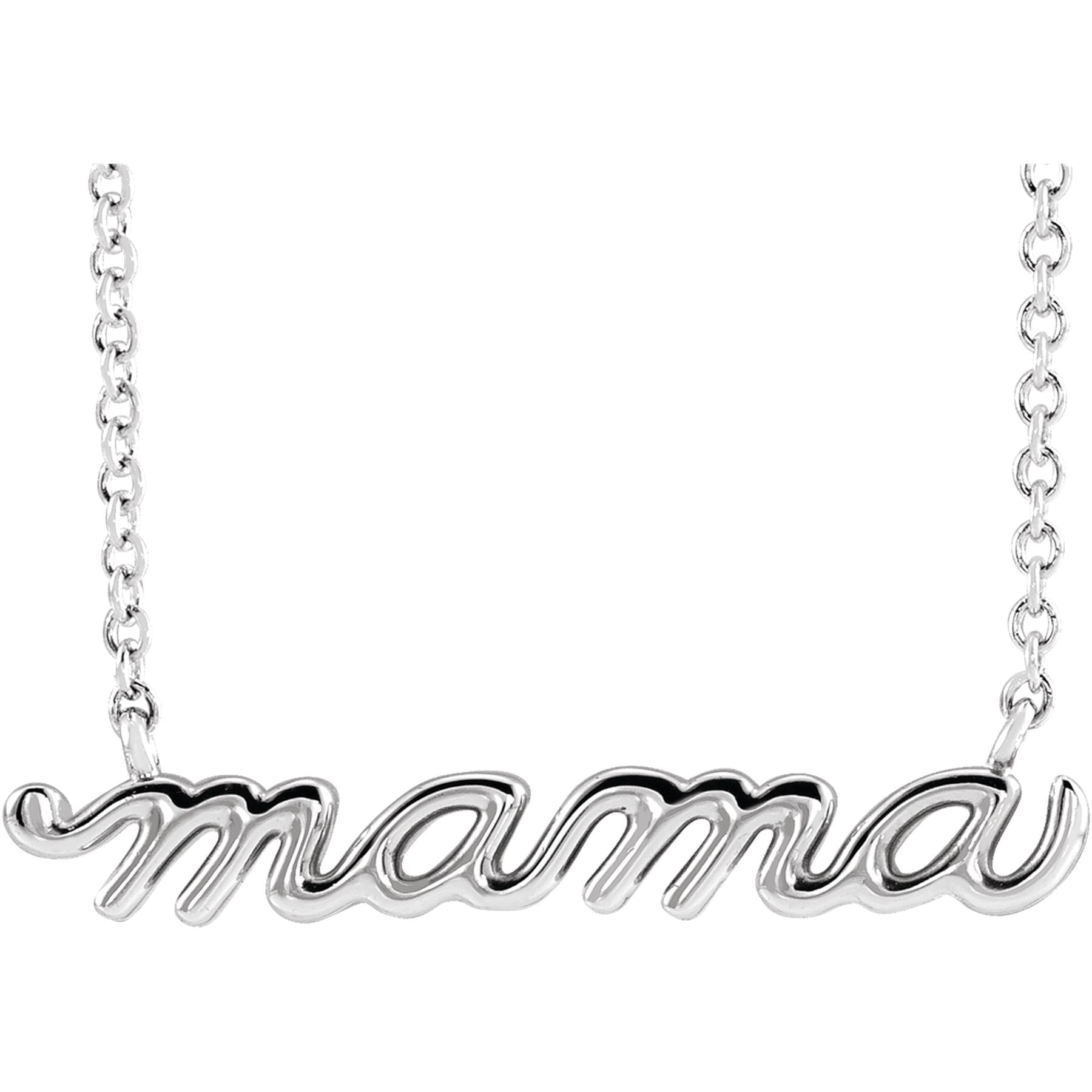 Sterling Silver Petite Mama Script 18" Necklace