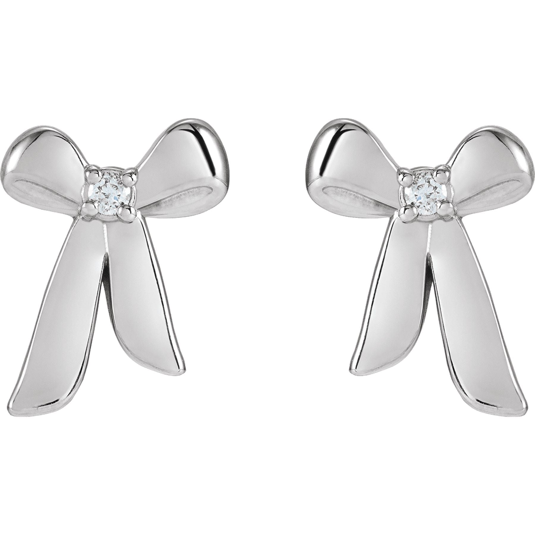 Sterling Silver .03 CTW Natural Diamond Bow Earrings