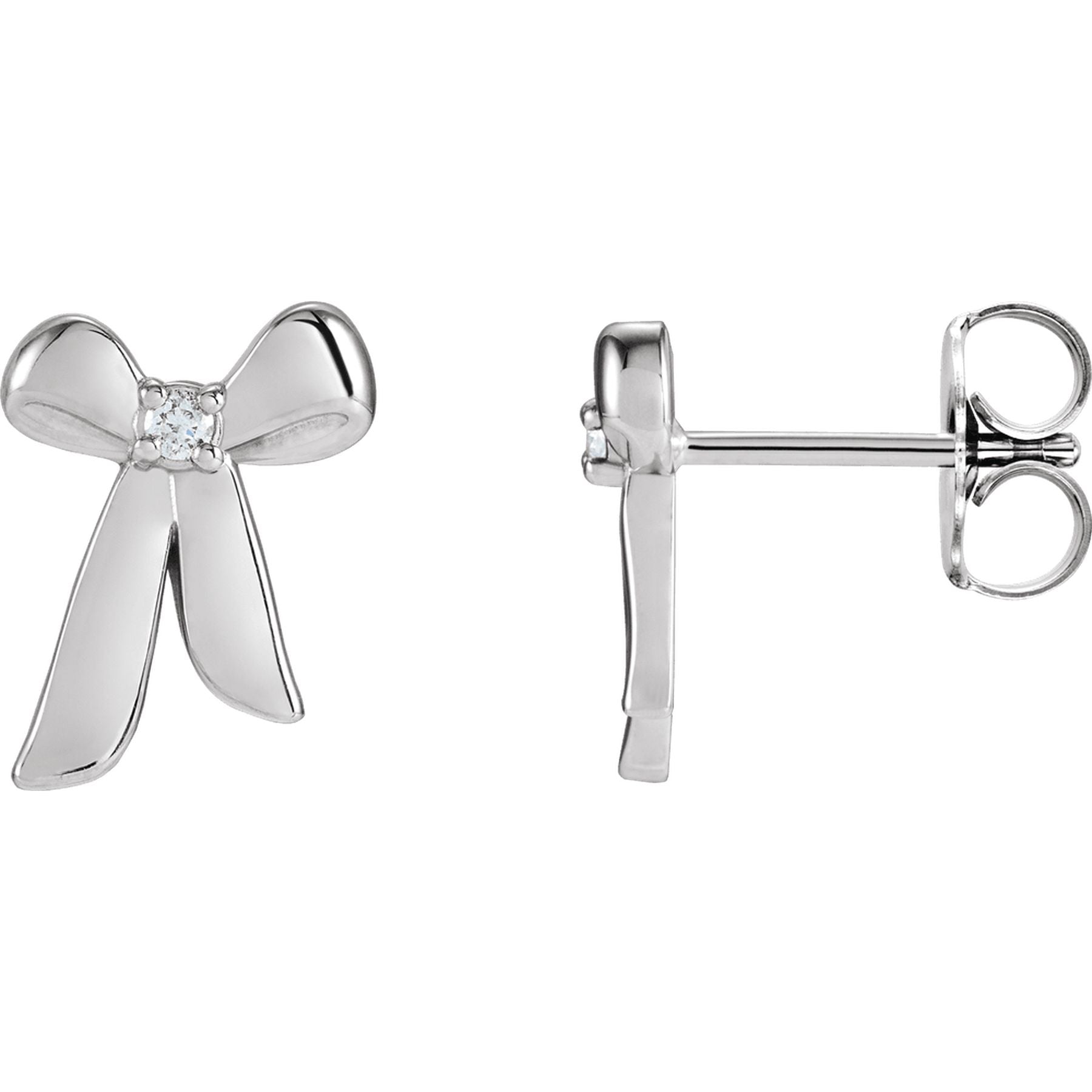 Sterling Silver .03 CTW Natural Diamond Bow Earrings